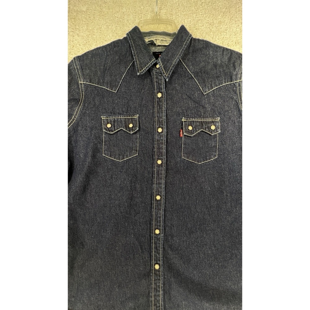Levi's Shirt Mens L 1998 Universal Studios Wardrobe Denim Western Pearl Snap EUC - Picture 2 of 16